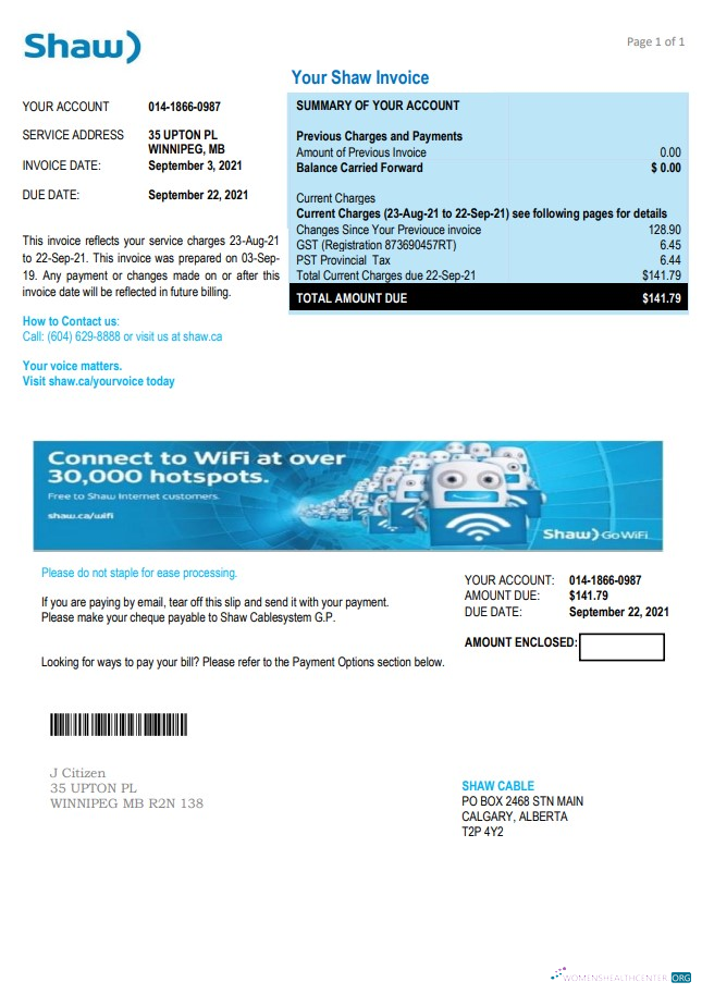 download download Canada Shaw utility bill